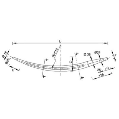 Frontladerzinken gebogen L = 679 mm