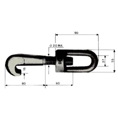 Hakenschraube M 20x155 mit Ringmutter kpl.