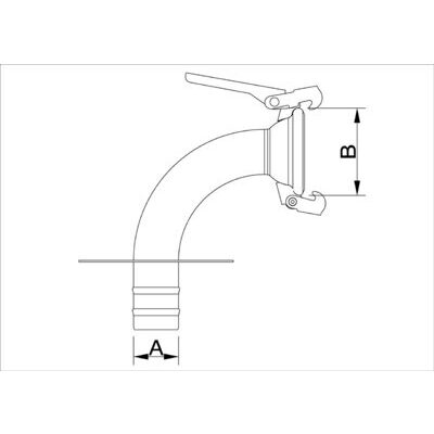Coude d'aspiration 90° avec plaque partie femelle système ITAL