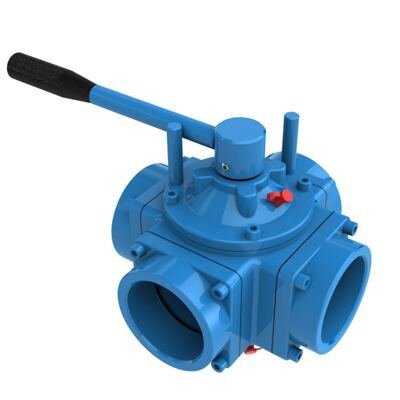 Vanne à quatre voies et actionneur manuel à levier