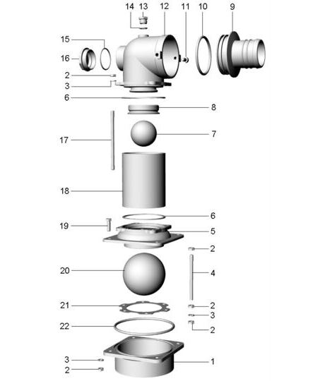 INOX-Flansch mit 6 Loch