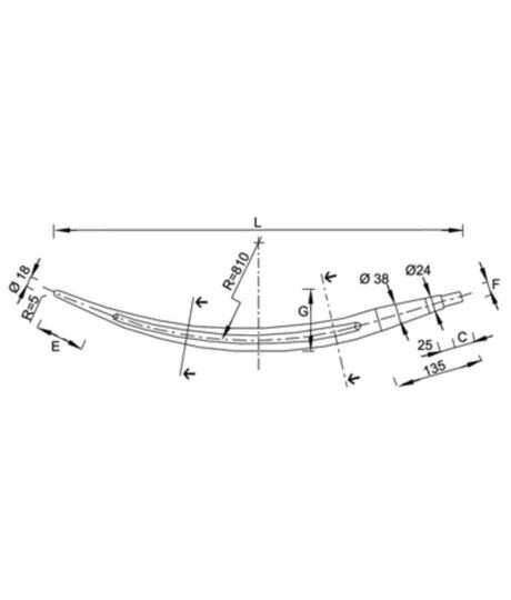 Frontladerzinken gebogen L = 679 mm