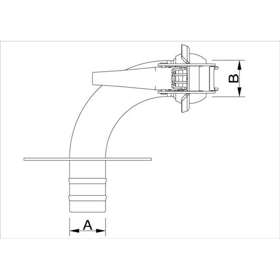 Coude d'aspiration 90° avec plaque partie mâle système BAUER